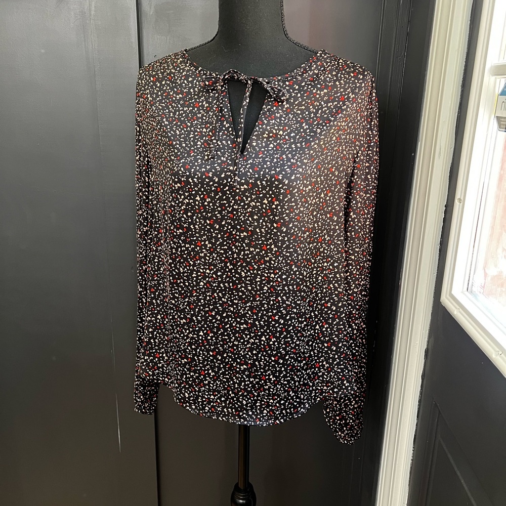Banana republic floral tie neck top